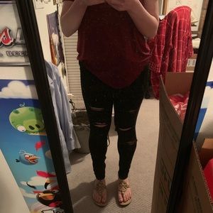 Black high rise ripped skinny jeans